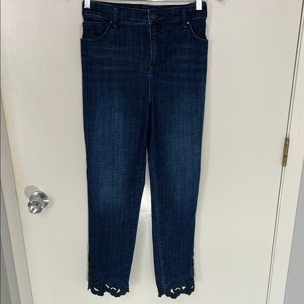 Chico’s jeans with Lace Hem, Size 2R (L-12)